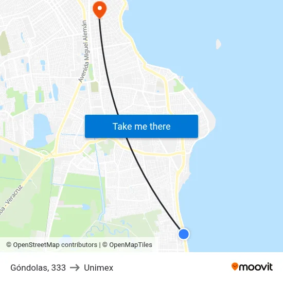 Góndolas, 333 to Unimex map