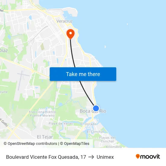 Boulevard Vicente Fox Quesada, 17 to Unimex map