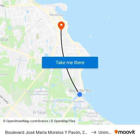 Boulevard José María Morelos Y Pavón, 2050 to Unimex map