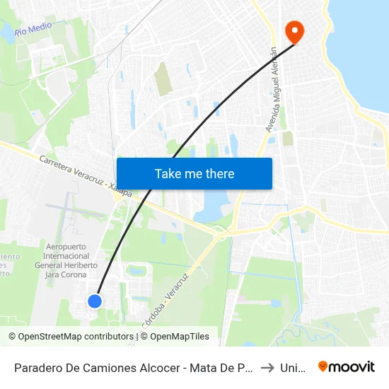 Paradero De Camiones Alcocer - Mata De Pita Sotavento to Unimex map