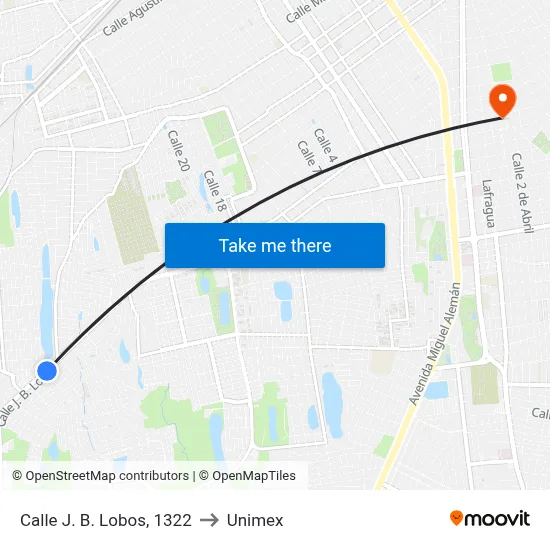 Calle J. B. Lobos, 1322 to Unimex map