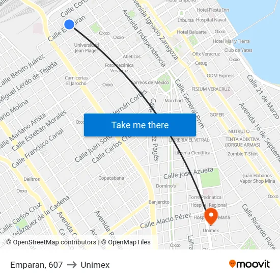 Emparan, 607 to Unimex map