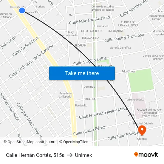 Calle Hernán Cortés, 515a to Unimex map