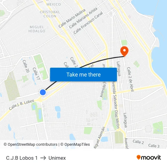 C.J.B Lobos 1 to Unimex map