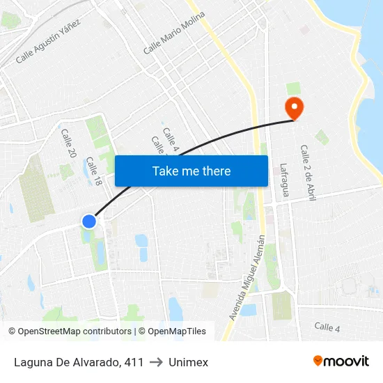 Laguna De Alvarado, 411 to Unimex map