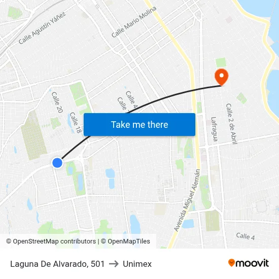 Laguna De Alvarado, 501 to Unimex map