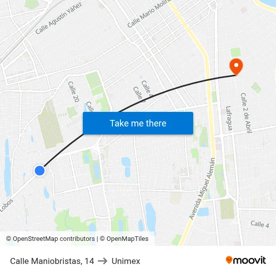 Calle Maniobristas, 14 to Unimex map