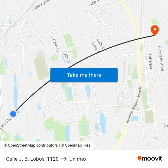 Calle J. B. Lobos, 1120 to Unimex map