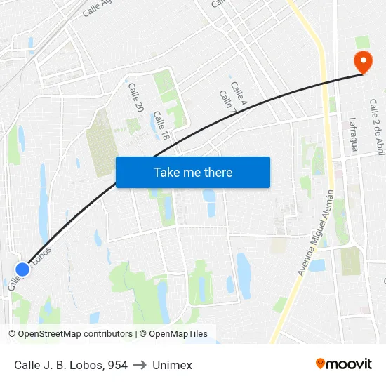 Calle J. B. Lobos, 954 to Unimex map