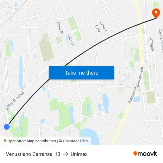 Venustiano Carranza, 13 to Unimex map