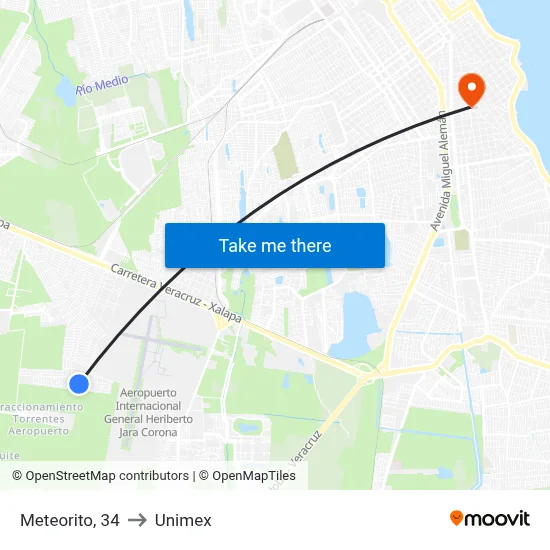 Meteorito, 34 to Unimex map