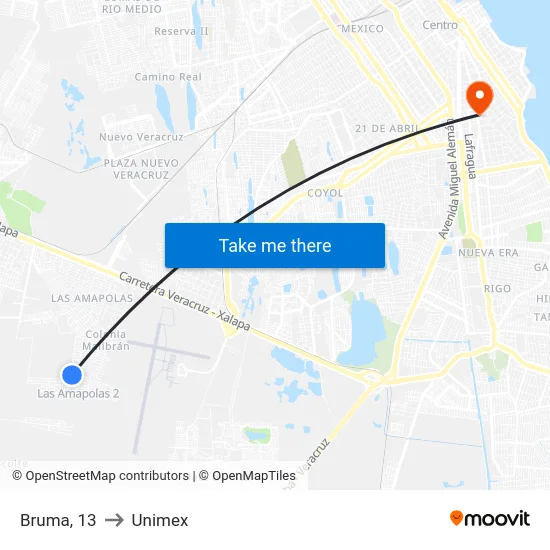Bruma, 13 to Unimex map