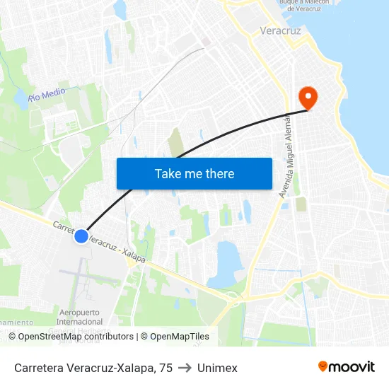 Carretera Veracruz-Xalapa, 75 to Unimex map