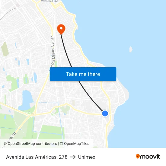 Avenida Las Américas, 278 to Unimex map