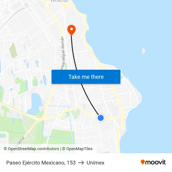 Paseo Ejército Mexicano, 153 to Unimex map