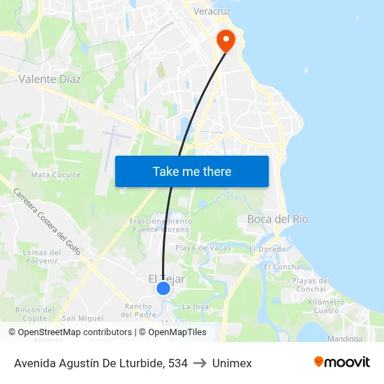 Avenida Agustín De Lturbide, 534 to Unimex map