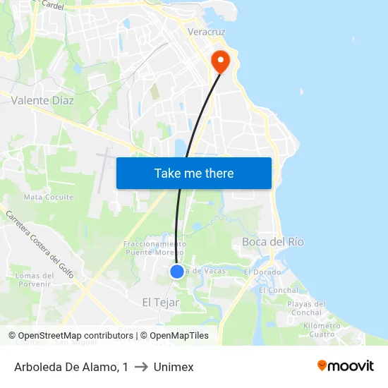 Arboleda De Alamo, 1 to Unimex map