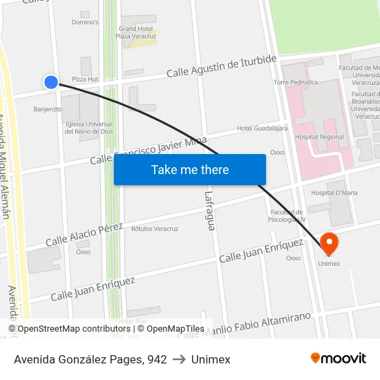 Avenida González Pages, 942 to Unimex map