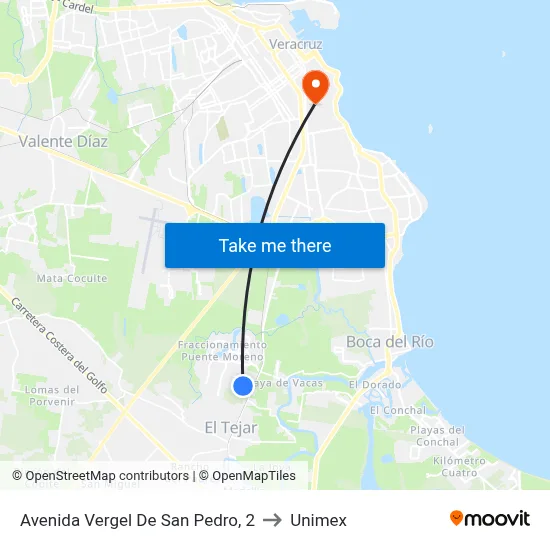 Avenida Vergel De San Pedro, 2 to Unimex map