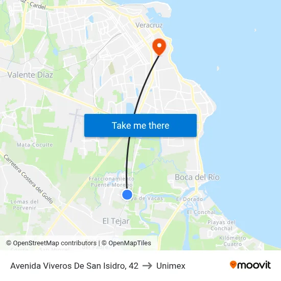 Avenida Viveros De San Isidro, 42 to Unimex map