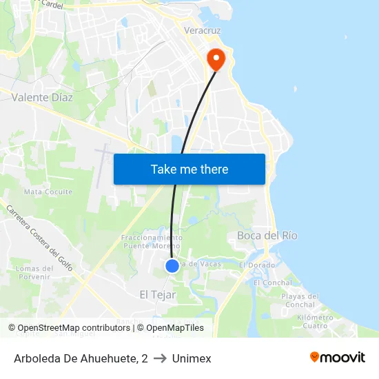 Arboleda De Ahuehuete, 2 to Unimex map