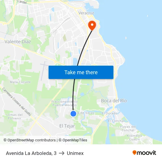 Avenida La Arboleda, 3 to Unimex map