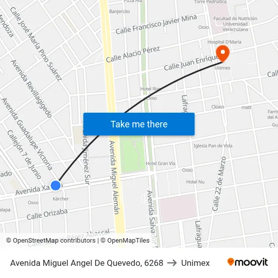 Avenida Miguel Angel De Quevedo, 6268 to Unimex map