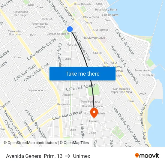 Avenida General Prim, 13 to Unimex map