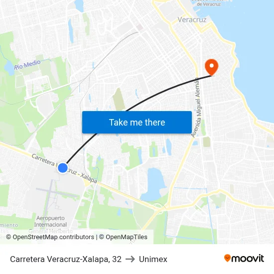 Carretera Veracruz-Xalapa, 32 to Unimex map