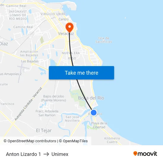 Anton Lizardo 1 to Unimex map