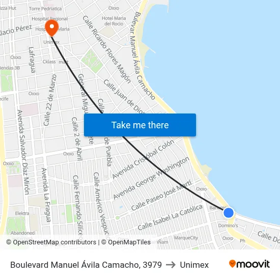 Boulevard Manuel Ávila Camacho, 3979 to Unimex map