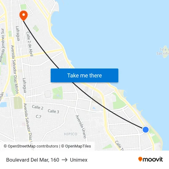 Boulevard Del Mar, 160 to Unimex map