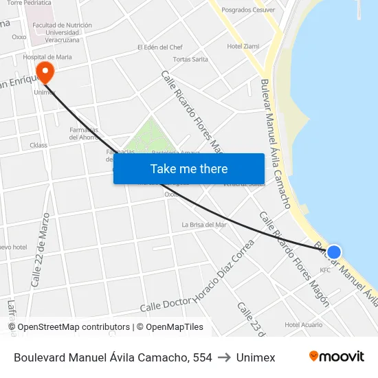 Boulevard Manuel Ávila Camacho, 554 to Unimex map