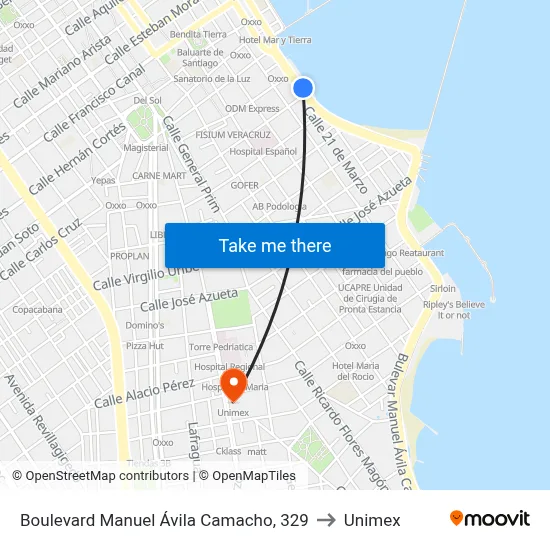 Boulevard Manuel Ávila Camacho, 329 to Unimex map
