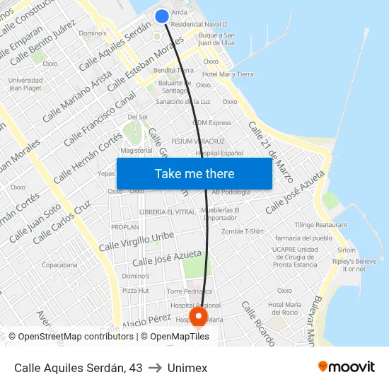 Calle Aquiles Serdán, 43 to Unimex map