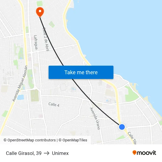Calle Girasol, 39 to Unimex map