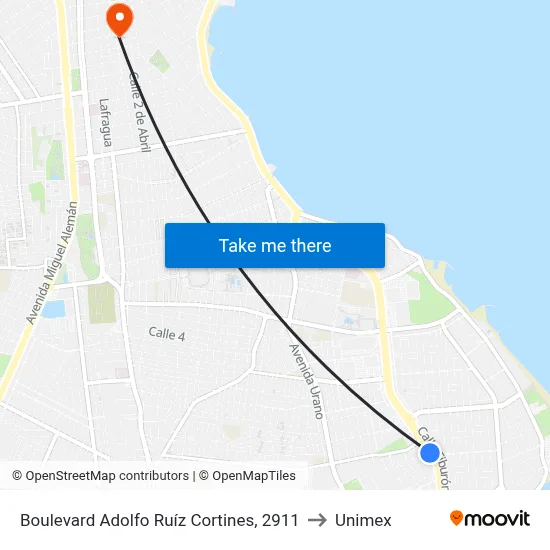 Boulevard Adolfo Ruíz Cortines, 2911 to Unimex map