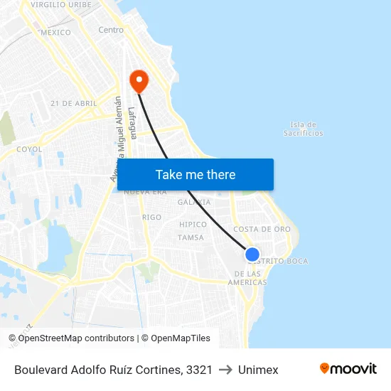 Boulevard Adolfo Ruíz Cortines, 3321 to Unimex map