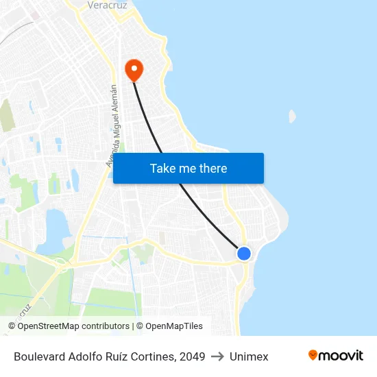 Boulevard Adolfo Ruíz Cortines, 2049 to Unimex map