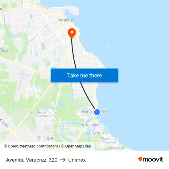 Avenida Veracruz, 320 to Unimex map