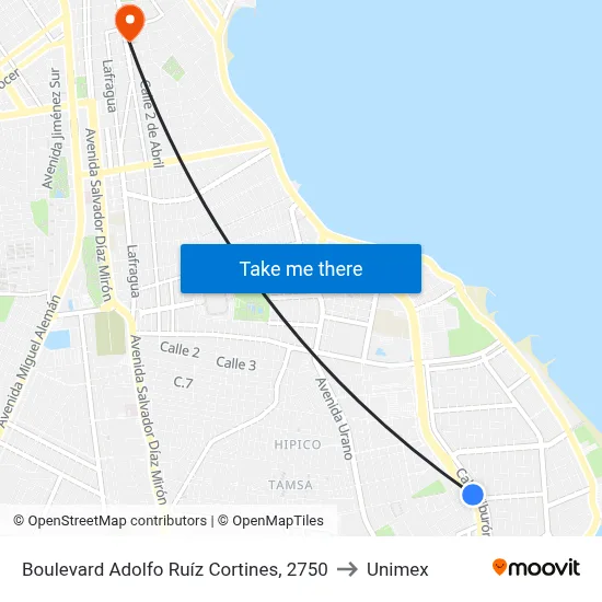 Boulevard Adolfo Ruíz Cortines, 2750 to Unimex map