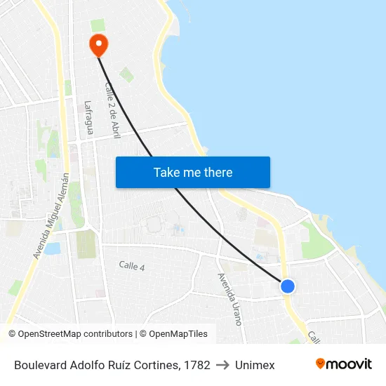 Boulevard Adolfo Ruíz Cortines, 1782 to Unimex map