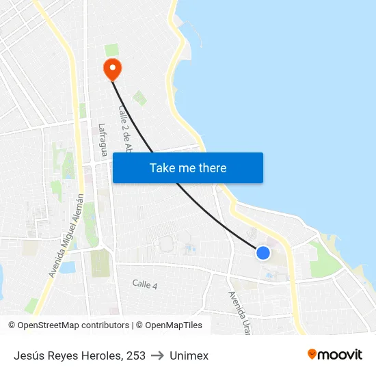 Jesús Reyes Heroles, 253 to Unimex map