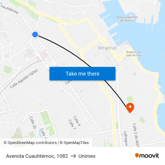 Avenida Cuauhtémoc, 1082 to Unimex map