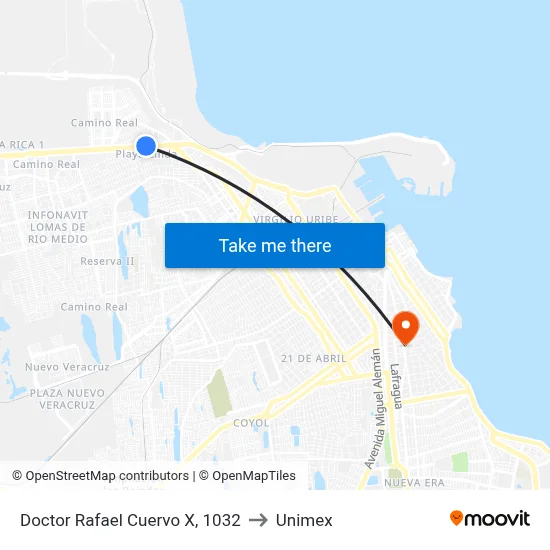 Doctor Rafael Cuervo X, 1032 to Unimex map