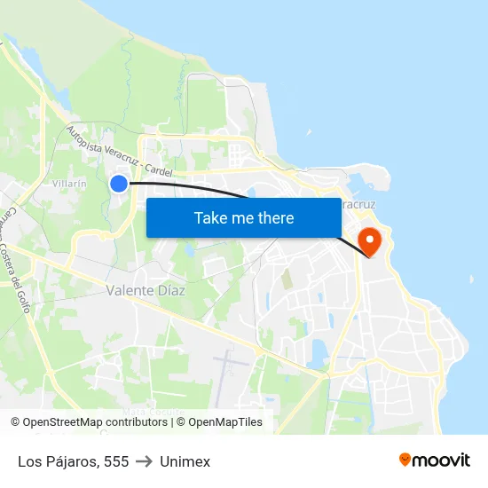 Los Pájaros, 555 to Unimex map