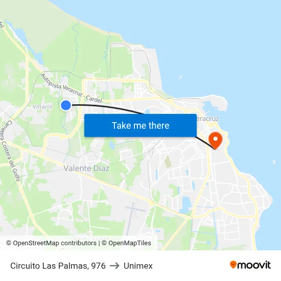 Circuito Las Palmas, 976 to Unimex map