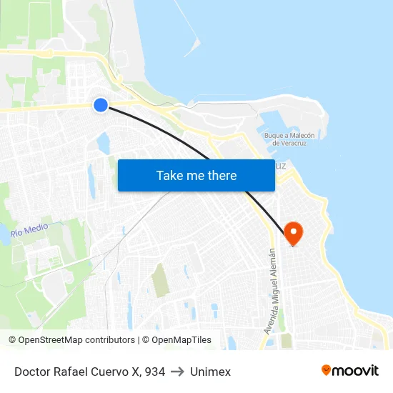 Doctor Rafael Cuervo X, 934 to Unimex map