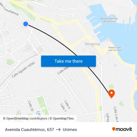 Avenida Cuauhtémoc, 657 to Unimex map