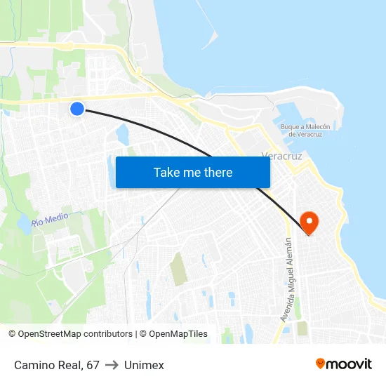 Camino Real, 67 to Unimex map